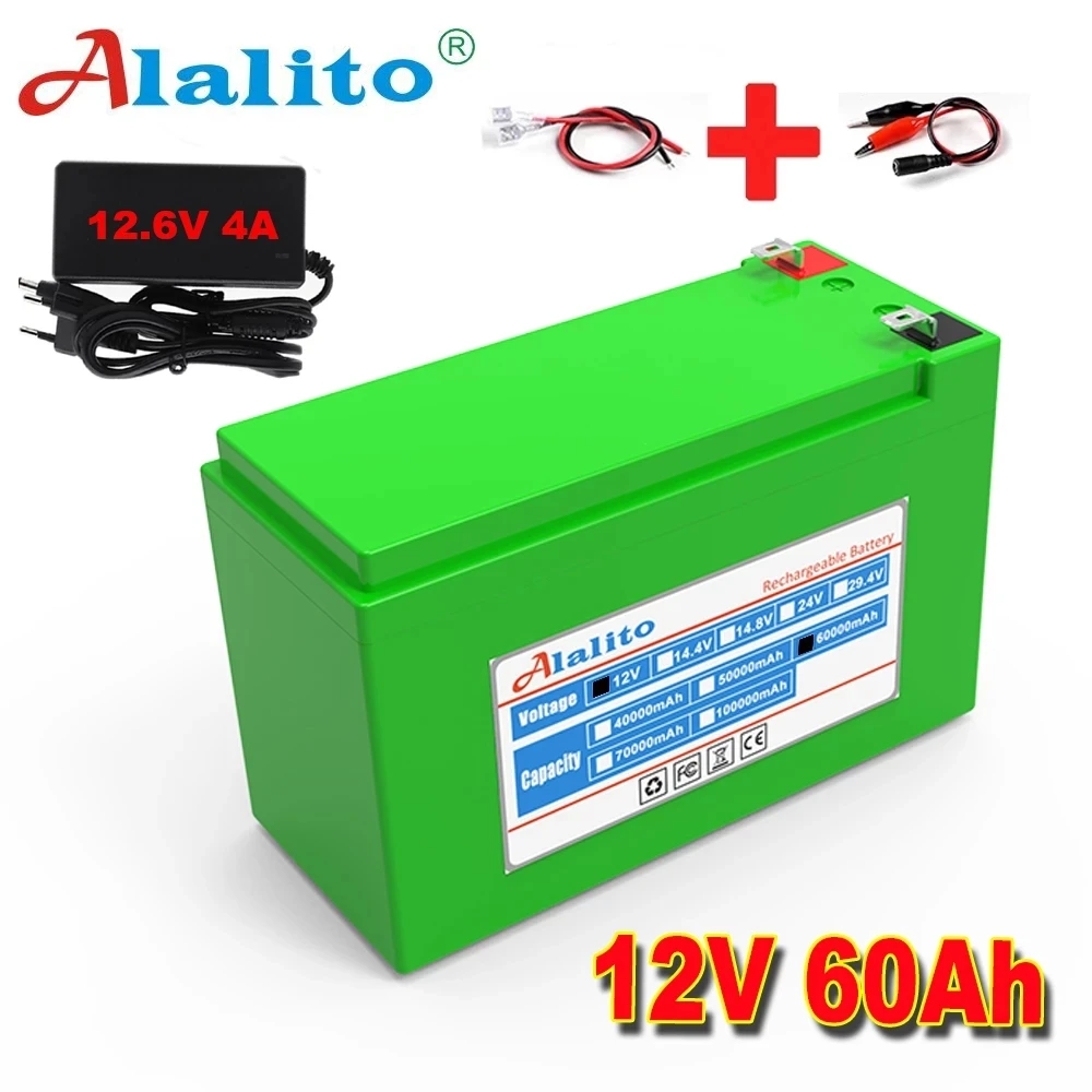 12V 60Ah 18650 lithium battery pack 3S6P built-in high current 30A BMS for sprayers electric vehicle batterie+12.6V charger | Электроника