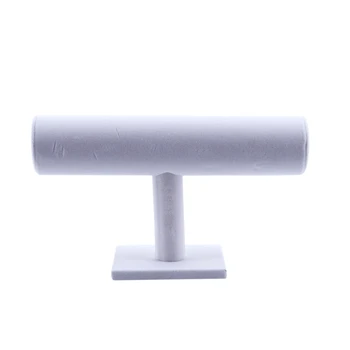 

Velvet T-Bar Jewelry Rack Bracelet Necklace Stand Organizer Holder Display, 1 Tier White Velvet