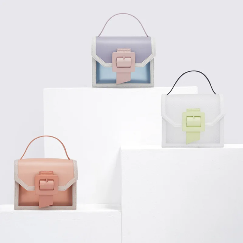 2020 Spring New Buckle Transparent Flap Bag Slim Strap Jelly Colorful Hangbag for Women Crossbody | Багаж и сумки