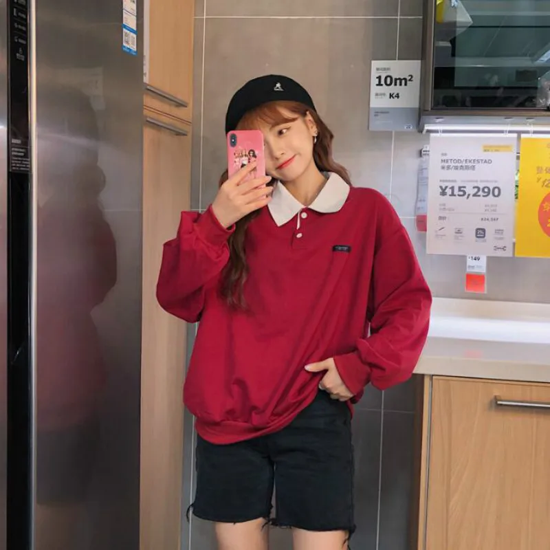 Толстовки для женщин с буквенным принтом Ulzzang Kawaii мягкий свитшот для девочек Свободный корейский стиль тонкая модная простая женская одежда повседневная