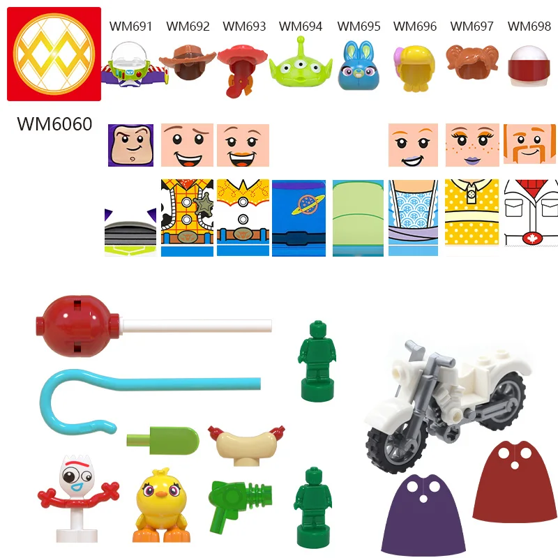 Одна история игрушек 4 Forky Action Buzz Lightyear Woody Aliens Jessie Mouse Mario Stitch строительные блоки