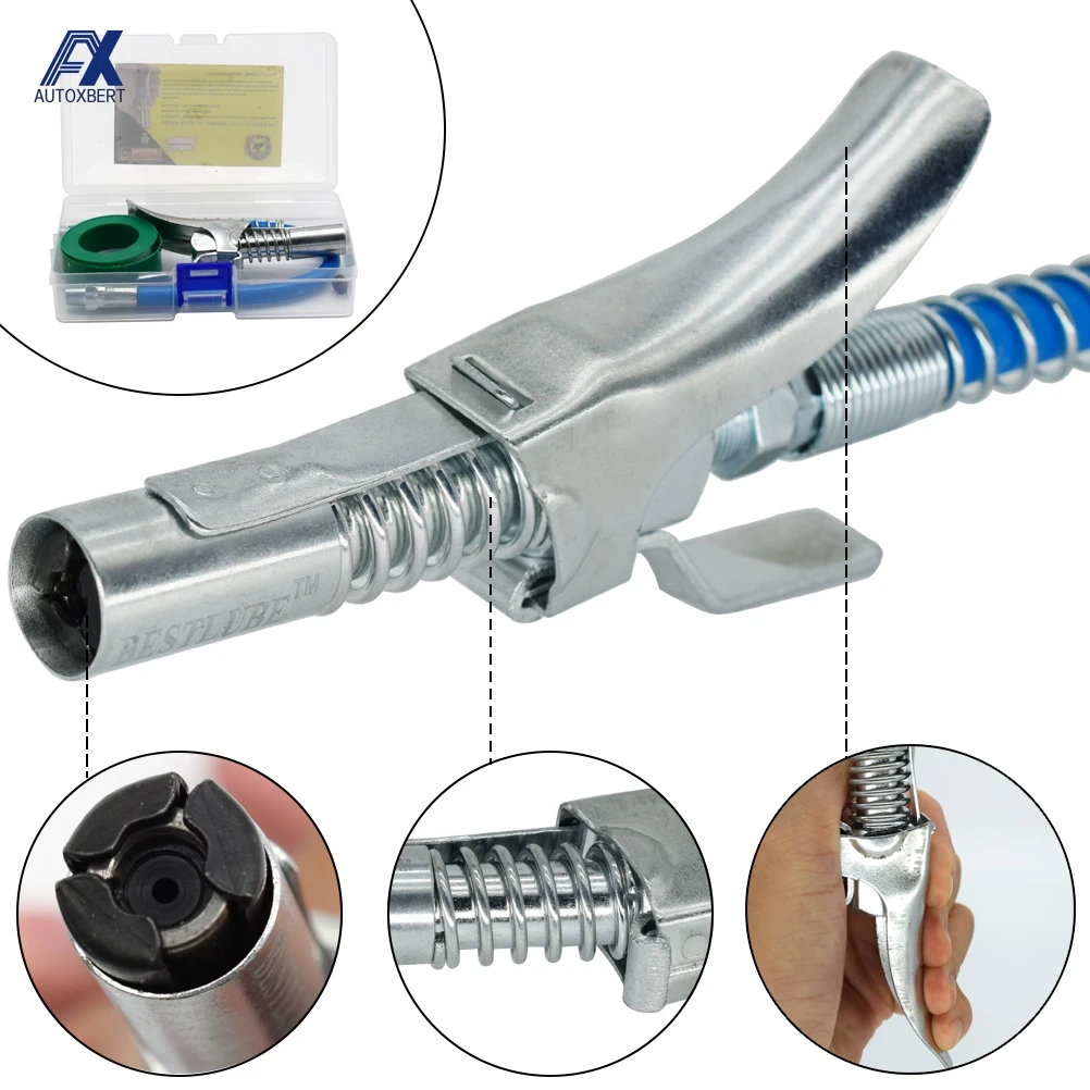 GreaseGunCouplerQuickLockOnReleaseFittingDoubleHandleDesign1