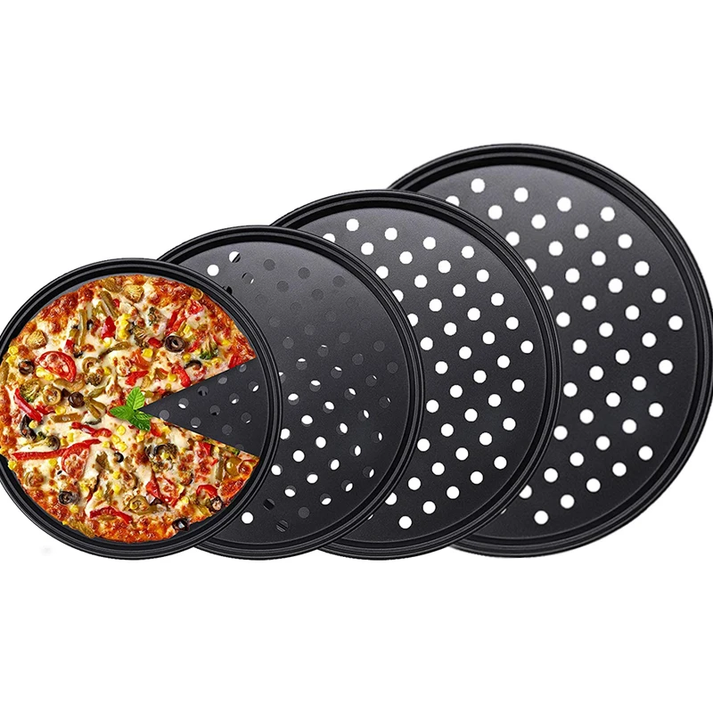 Bandeja Redonda Perforada para Pizza GEZICHTA Bandeja de Pizza de Acero al Carbono de 30,48 cm con Orificios Revestimiento Antiadherente y Orificios para Horno de Pizza para cruceros