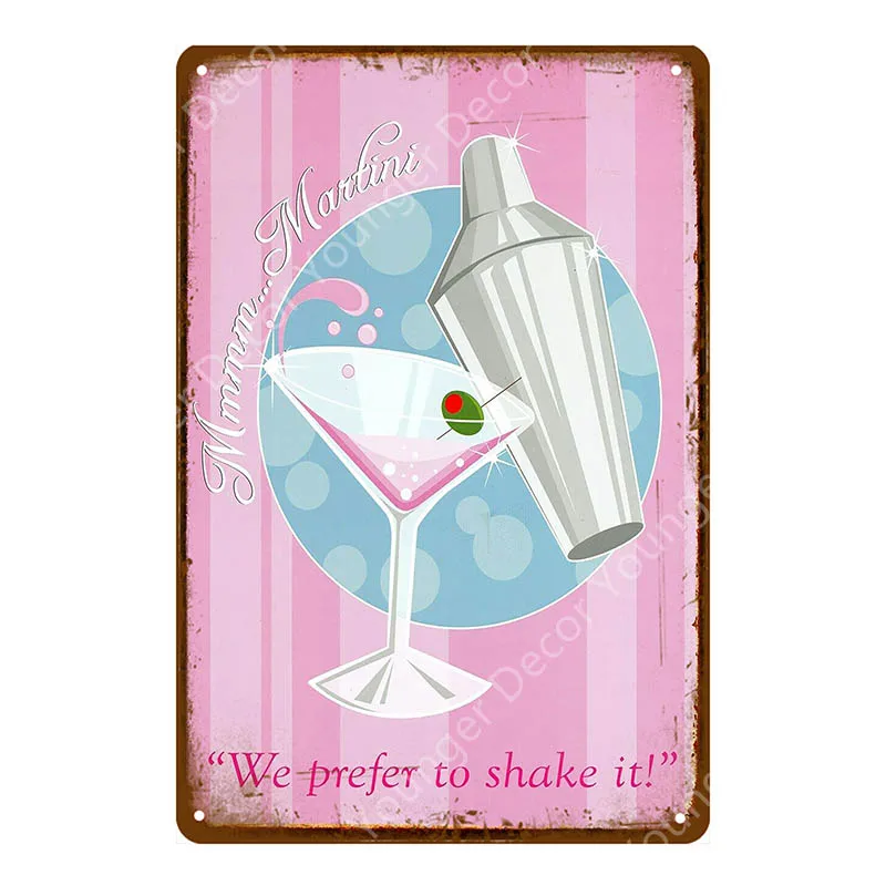 Gin Tonic Коктейльные Вечерние украшения ром Мохито оловянные вывески Тики бар клуб дома настенная живопись декоративная табличка плакат пиво YH068 - Цвет: YD7184H
