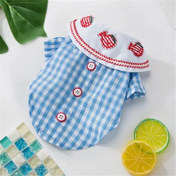 

Summer Pet Dog Clothes Cute Plaid Jacket Soft Cotton Coat Small Dogs Pets Clothing for French Bulldog Puppy Teddy T Shirt