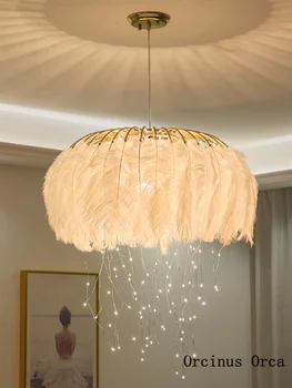 

Postmodern Creative Firefly chandelier Living Room Restaurant Girl's Bedroom Nordic Romantic White Feather chandelier