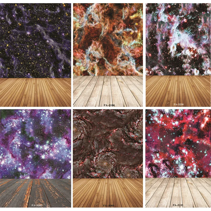 

Vinyl Custom Photography Backdrops Prop Space Starry Sky and floor Theme Photography Background FA20419-92