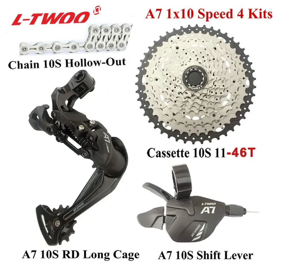 LTWOO велосипед A7 1x10-Speed Groupset рычаг переключения передач+ задний переключатель+ цепь+ кассета 11-42 T, 11-46 T, GX, NX, X7, X9 совместимый - Цвет: Set 11-46T