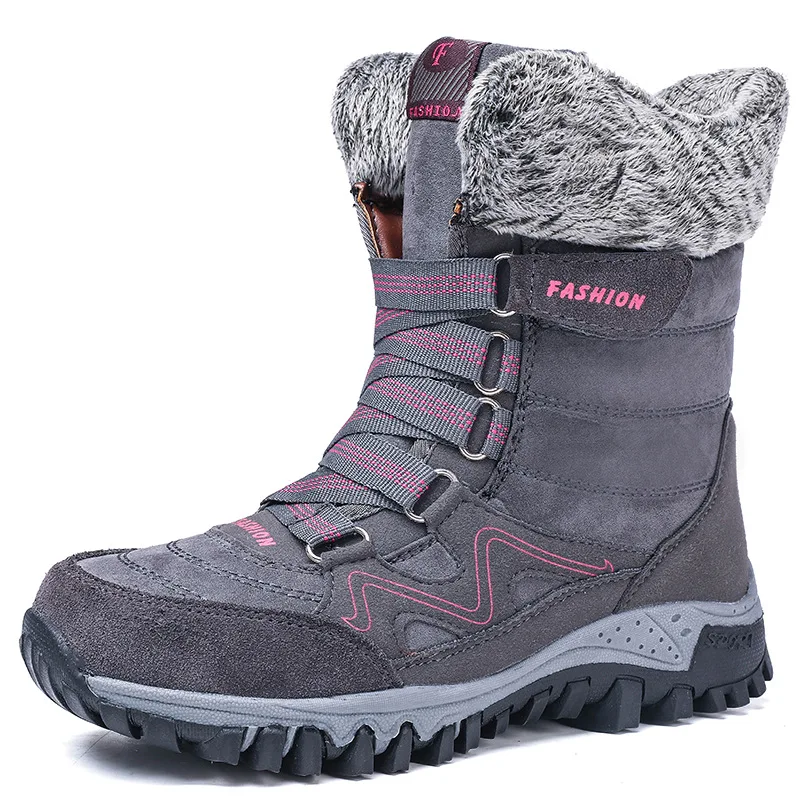 Женские ботинки; очень теплые зимние ботинки; женские ботильоны на платформе; botas Mujer; зимняя обувь; замшевые зимние ботинки - Цвет: QJ9961Gray