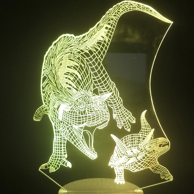 Тираннозавр 3d лампа для прикроватного столика фанаты фильмов декоративный
