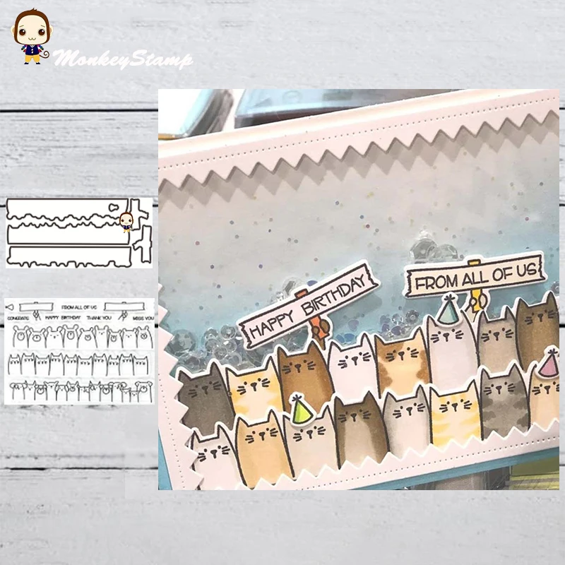 

MonkeyStamp Animals Cats Metal Cutting Dies and Stamps for DIY Scrapbooking photo album Decorative Embossing DIY Paper Cards