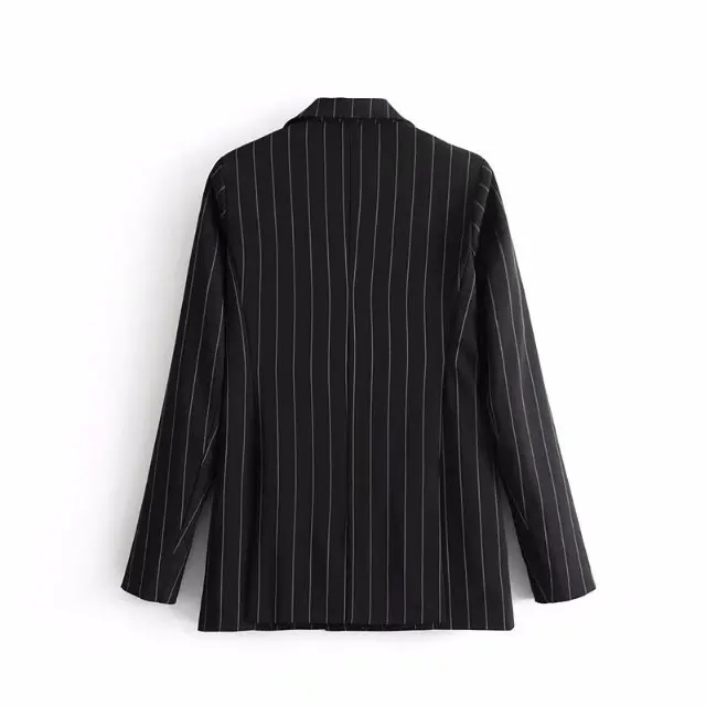 

Early Spring Europe And America WOMEN'S Dress-Style Slim Fit Thin Stripe Double Breasted Loose-Fit Suit Jacket W1637