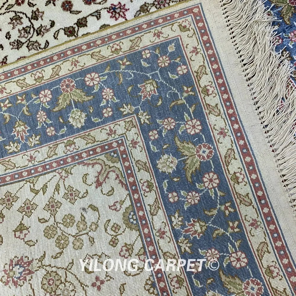 Yilong 3'x5' персидский Шелковый бежевый ковер ручной вязки типов восточных ковров(YXR337B