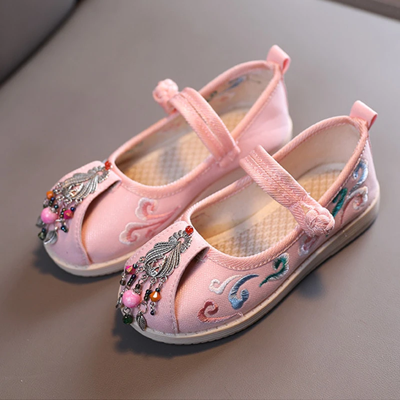 Zapatos de tela de Boutique princesa para niñas, alpargatas chinas tradicionales, zapatos planos de baile para bebés, alpargatas con diseño Retro de Metal| | - AliExpress