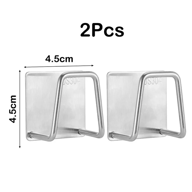 Kitchen Stainless Steel Sponges Holder Storage Rack Self Adhesive Sink Sponges Drain Drying Rack Kitchen Sink Storage Stand 3PCS 2PCS Silver