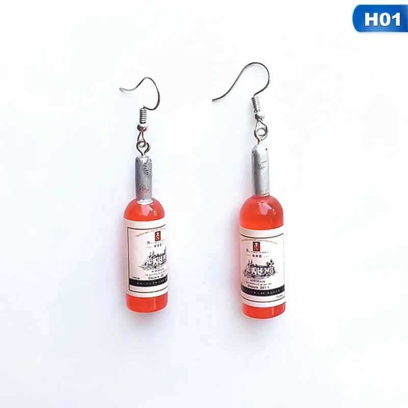 Korean Style New Creative Dangle Earrings Funny Hip Hop Personality Simulation Red Wine Bottle Creative Drop Earrings