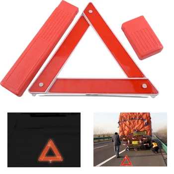 

Car Auto Foldable Red Reflective Warning Triangle Frame w/Pack Box Emergency Breakdown Safety Hazard Travel Kit