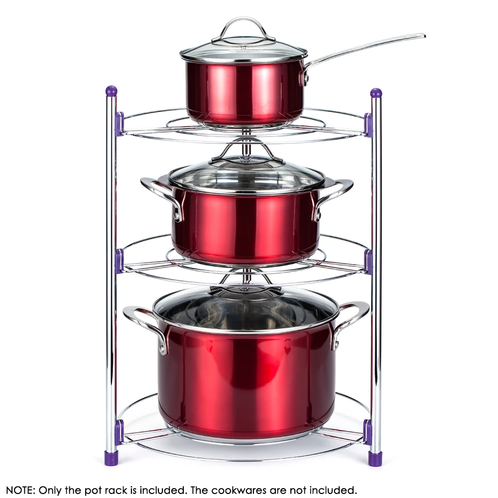 

Hot New 3 Tier Kitchen Round Shelf Storage Tower Crock Pot Stand Storage Pot RackShelf Chrome-Plated Heat Insulation Pot Holder