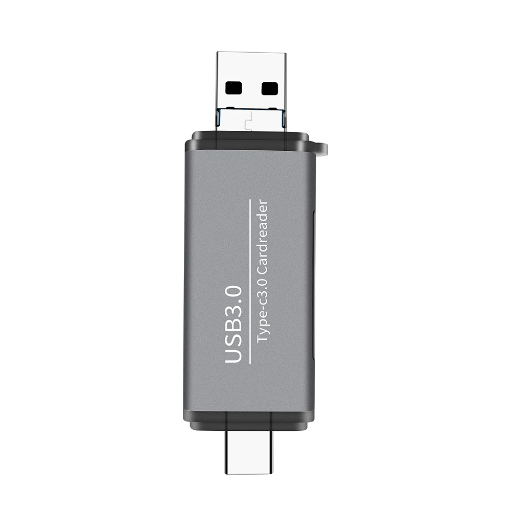 Алюминиевый сплав USB 3,0 SD TF кард-ридер тип-c Micro USB карта передачи данных адаптер для USB c Android телефон компьютер - Color: Gray