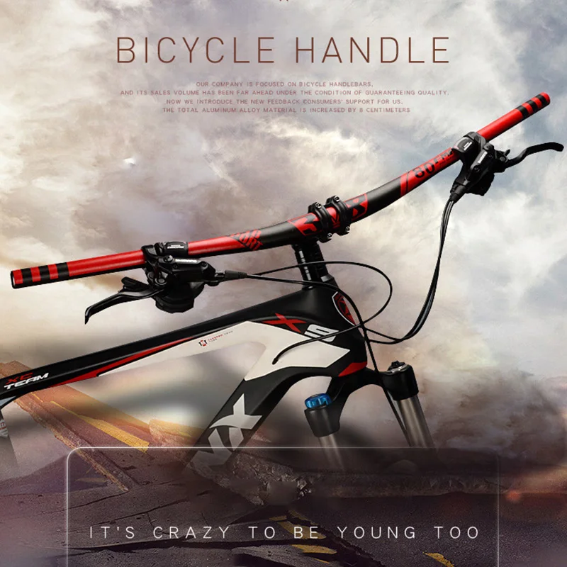 

Bicycle Handlebar Length 680/700/720/780mm Aluminum Alloy 3D Ultra Light Craft Personality Cool Downhill Bicycle Handlebar