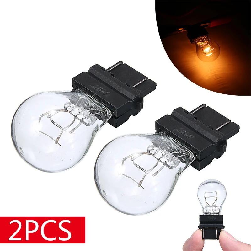 Mayitr 2pcs P27 7w 3157 Amber Tail Brake Backup Reverse Light Turn
