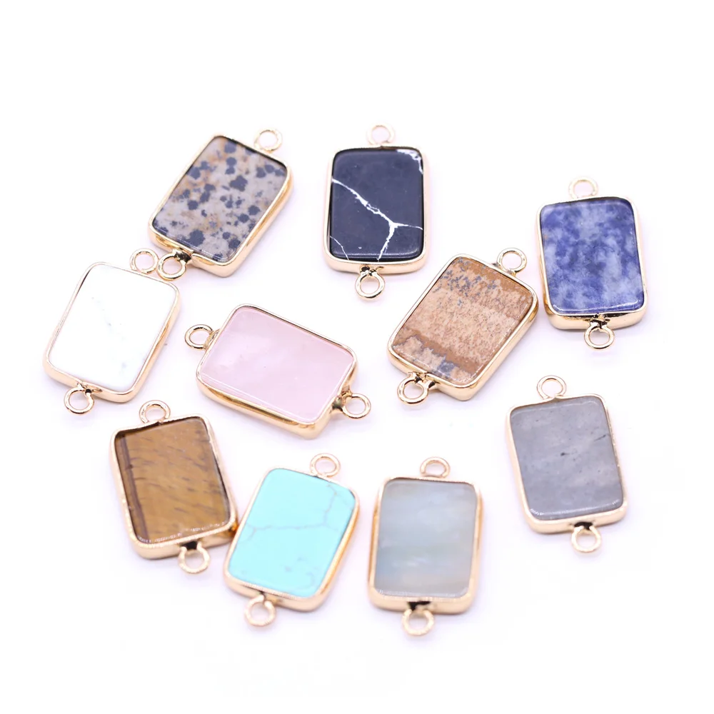 

Natural Stone Pendant Crystal /Blue Turquoise Connectors for Fashion Jewelry Making DIY Women Necklace Bracelet Gift