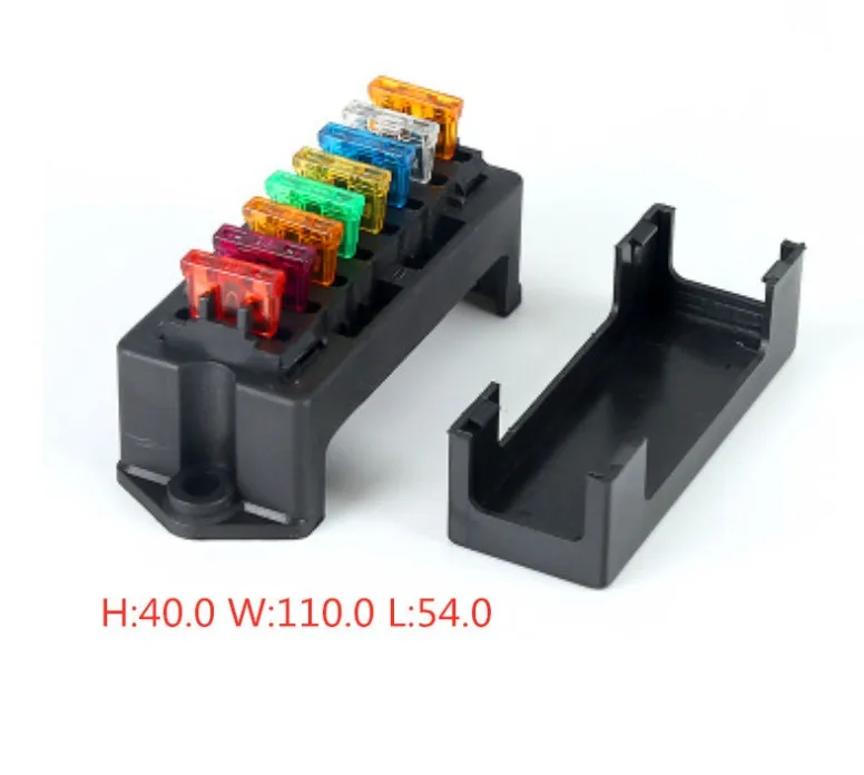 8 way Circuit Standard Blade Fuse Box DC 12V/24V Car Fuse Block Holder with 8pcs 3A-30A Fuses and terminal car fuses kit fuse box