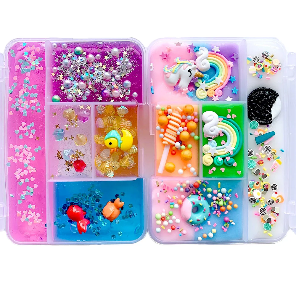Красочные смешивания Единорог слизи Diy радуга слизи мягкий антистресс Дети пена мяч хлопок слизи игрушка для конфет Пластилин игрушка подарок