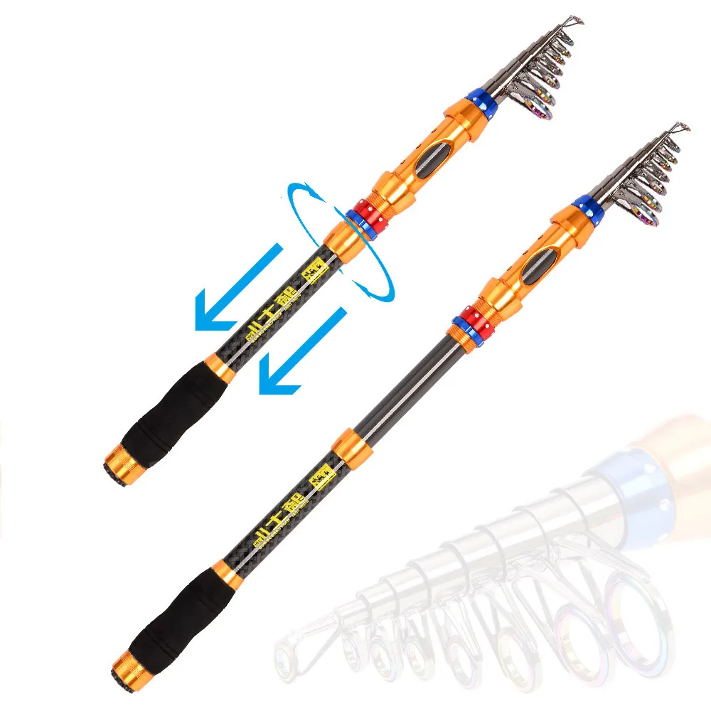 Telescopic Fishing Rod and Spinning Reel Combo Set with Bag for Fish Feeder  Carbon Carp Sea Fishing Pole 1.8-3.6M Saltwater Tool