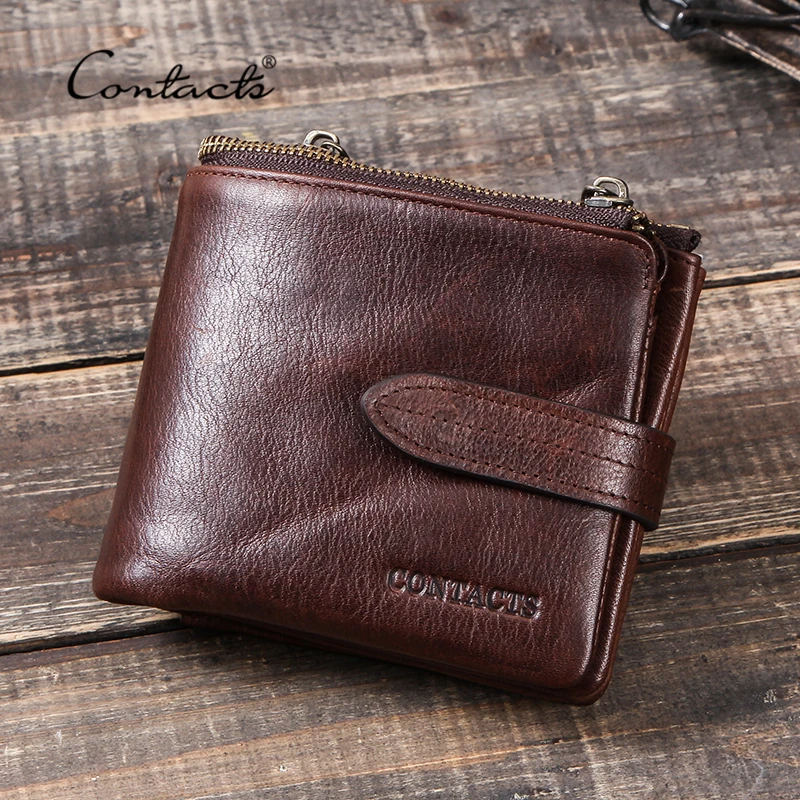 CONTACT'S RFID Crazy Horse кошелек из коровьей кожи для мужчин Portomonee держатель карт
