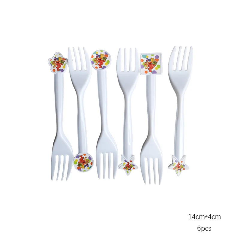 6pcs forks 6 шт. Улица Сезам Вечеринка день рождения одноразовая посуда для украшения дня рождения мультфильм Элмо бумажные тарелки детский душ - Цвет: 6pcs forks