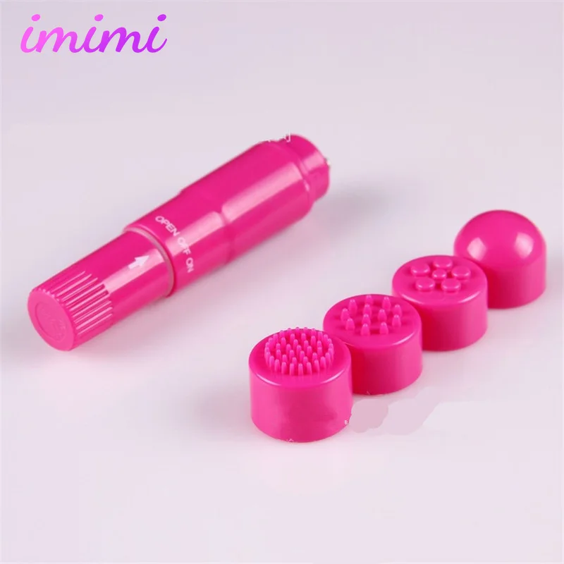 1PCS 4 Interchangeable Pocket Rocket Vibrator Mini Full Body Massager Relieve Stress Erotic Masturbator Sex Toys for Women