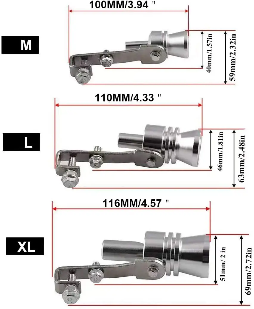Universal Motorbike Car Exhaust Fake Turbo Whistle Pipe Sound Muffler Blow Off Valve Universal Simulator Whistler Silver