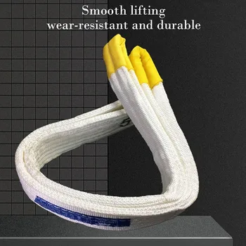 

New Nylon Lifting Strap White Polypropylene Acid And Resistant Crane Lifting Strap 4m Length With Reinforced End