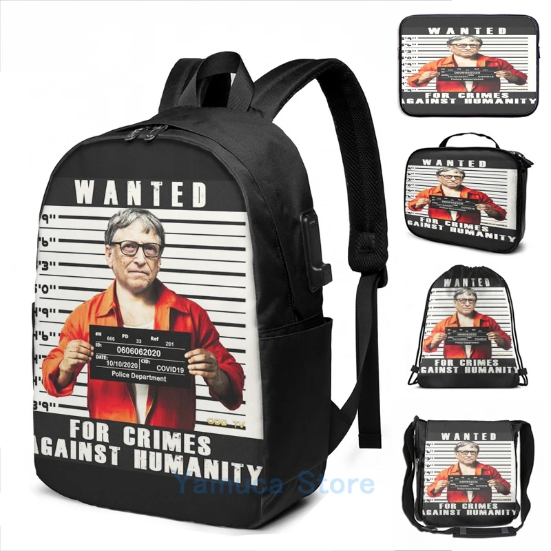 Funny Graphic Print Bill Gates Wanted For Crimes Against Humanity