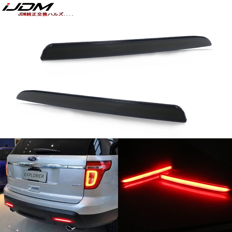 

iJDM Taillight Style Red 3D Optic LED Rear Bumper Reflector driving Tail Brake Light For 2016-2017 Ford Explorer Stock Bumper