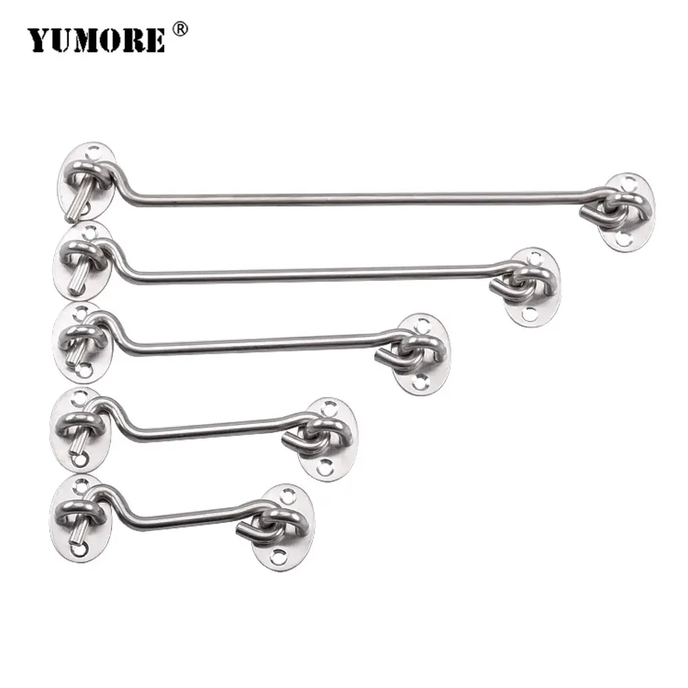 

YUMORE 3-16 Inches Cabin Hook Crescent Window Lock With Safety Switch Door Eye Latch Silent Catch Holder With Screws