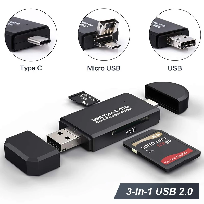 3 In 1 Card Reader Устройство для чтения карт памяти SD USB 3,0 OTG Micro usb type C устройство для чтения карт памяти SD для Micro SD TF usb type-C OTG Устройство для чтения карт - Цвет: 3 In 1 Card Reader