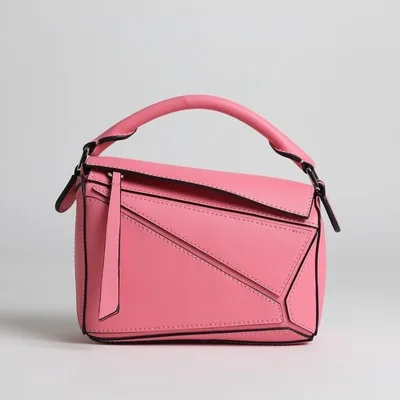 Женская сумочка, роскошный стиль, натуральная кожа, Геометрическая мягкая женская сумка на плечо, Лоскутная винтажная женская сумка-мессенджер - Цвет: Розовый