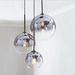 Современный простой промышленный подвесной светильник Лофт современные серебристые золотые гальванические, стеклянные лампы с шариками