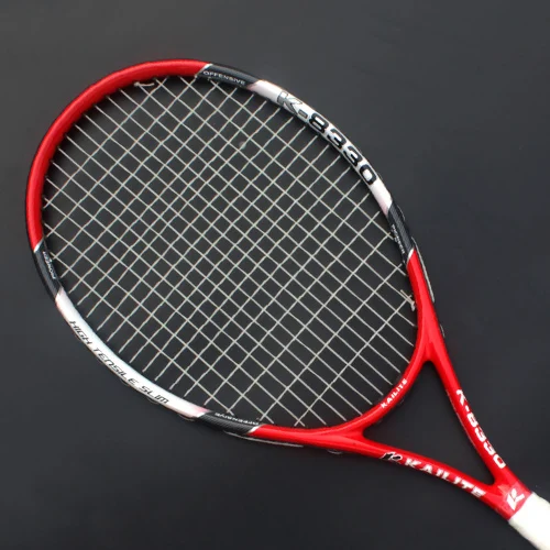 Professional Unisex Carbon Fiber Tennis Racket With Bag Training Paddle Rackets For Adult Men Women Ultra Light Racquet - Цвет: Красный