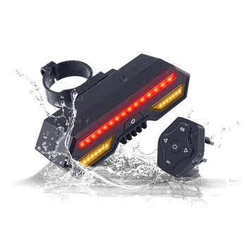 

Bicycle tail light with turn signal-Wireless remote control waterproof USB rechargeable mountain bike warning light