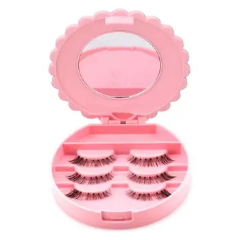 

False Eyelash Box Pink Storage Box Maquiagem Makeup Lovely Box With Mirror Convenient Portable Tools Simple And Stylish