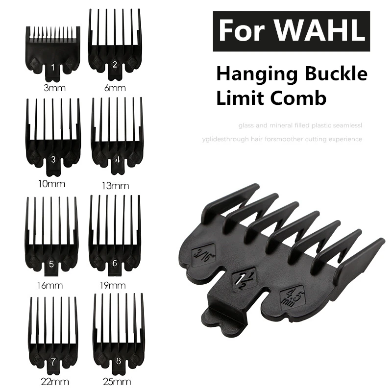 

8pcs Black Hair Clipper Limit Comb Guide Attachment Size Barber Replacement Hair Styler Tool 3/6/10/13/16/19/22/25mm G0713