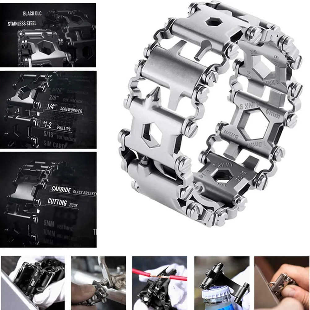 

29 in 1 Multi Tools Bracelet Stainless Steel Survival Travel Friendly Bracelets PAK55