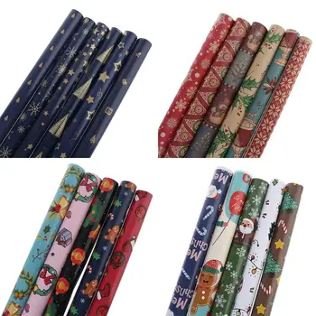 

6pcs Christmas Wrapping Paper Gift Present Bag Packing Snowflakes Santa Decor K4UA