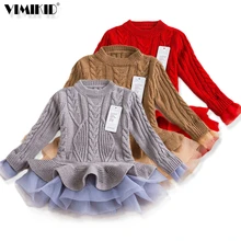 Плотное теплое платье для девочек; рождественское свадебное платье; вязаное шифоновое зимнее платье для девочек; одежда для детей; платье для девочек