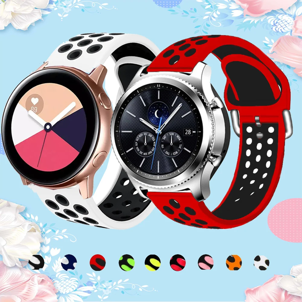 

20mm for Samsung Galaxy Watch Active 2 40mm 44mm dual-color silicone bracelet replaced with for Galaxy Watch Active 3 wristband