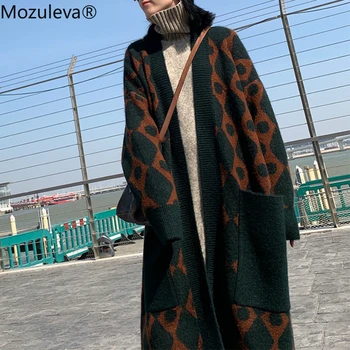 

Mozuleva 2020 Autumn and Winter Knitted Cardigan Sweater Long Over-the-knee Thickening High Street Womens Sweater Female