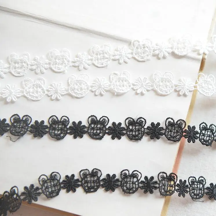 White Black Decoration Water Soluble Flower Lace Trim Sewing Crafts Women Cloth Dress Accessories DIY lace fabric lace ribbon lace garment accessories lace sewing supplies lace decoration lace accessories lace sewing accessories 5 Yards/lot